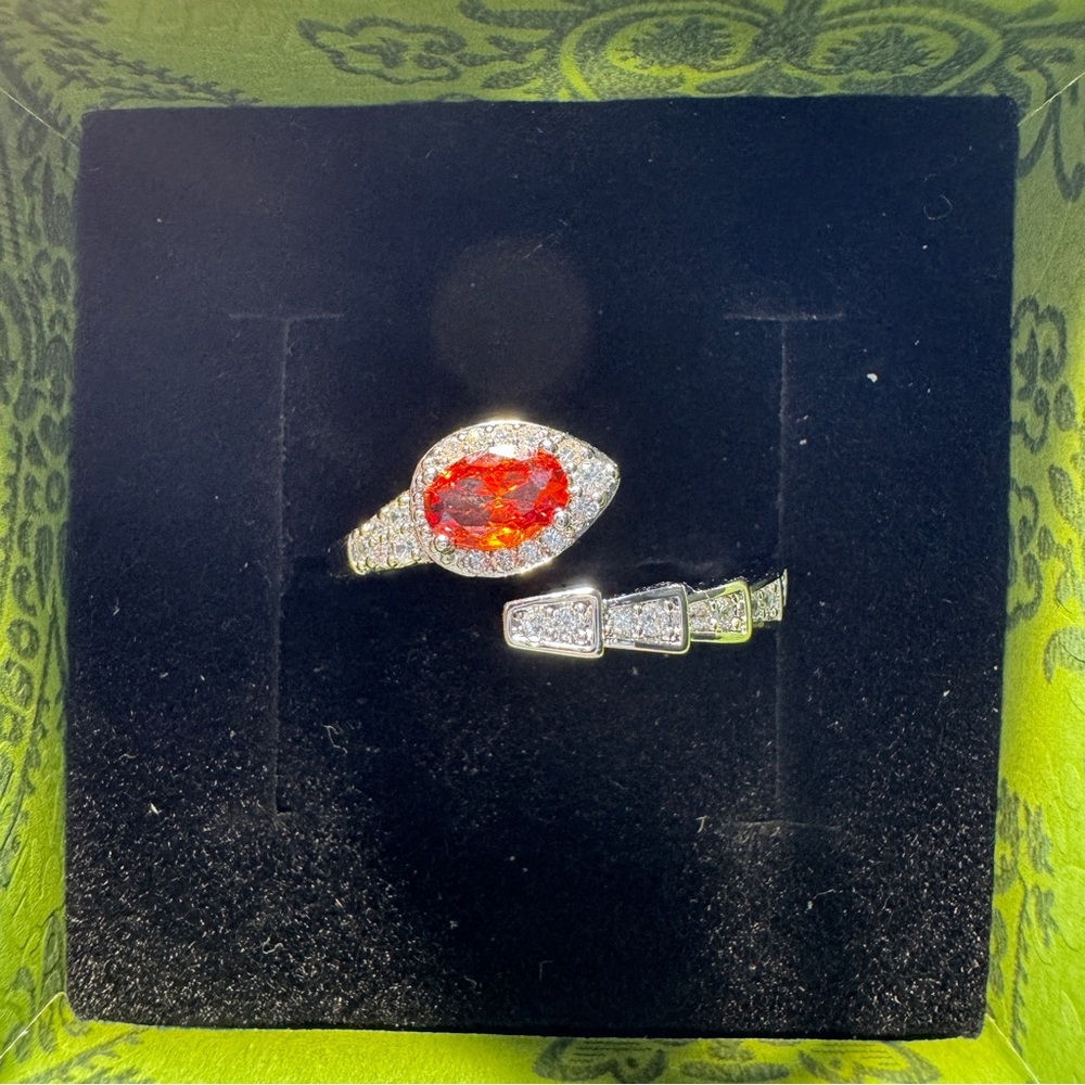 Elegant Silver and Red Gemstone Ring